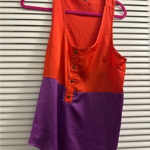 Abbeline Orange and Purple Colorblock Tank Top